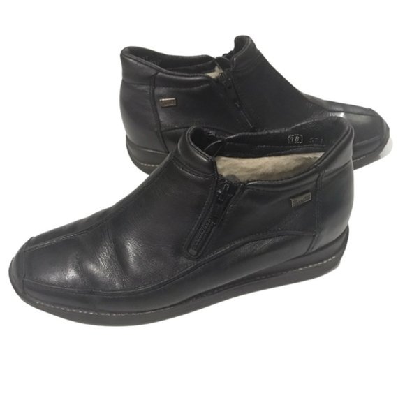 Rieker Shoes - Rieker "Daphne" black zip up leather ankle boots 8